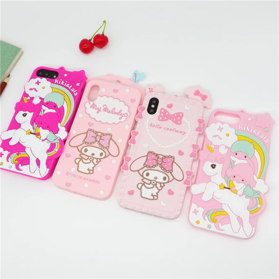 

3D Cartoon Lovely My Melody Little Twin Stars Phone Case for iPhone 6 6s 7 8 Plus X XS Soft Silicone Rubber Cover Coque Fundas