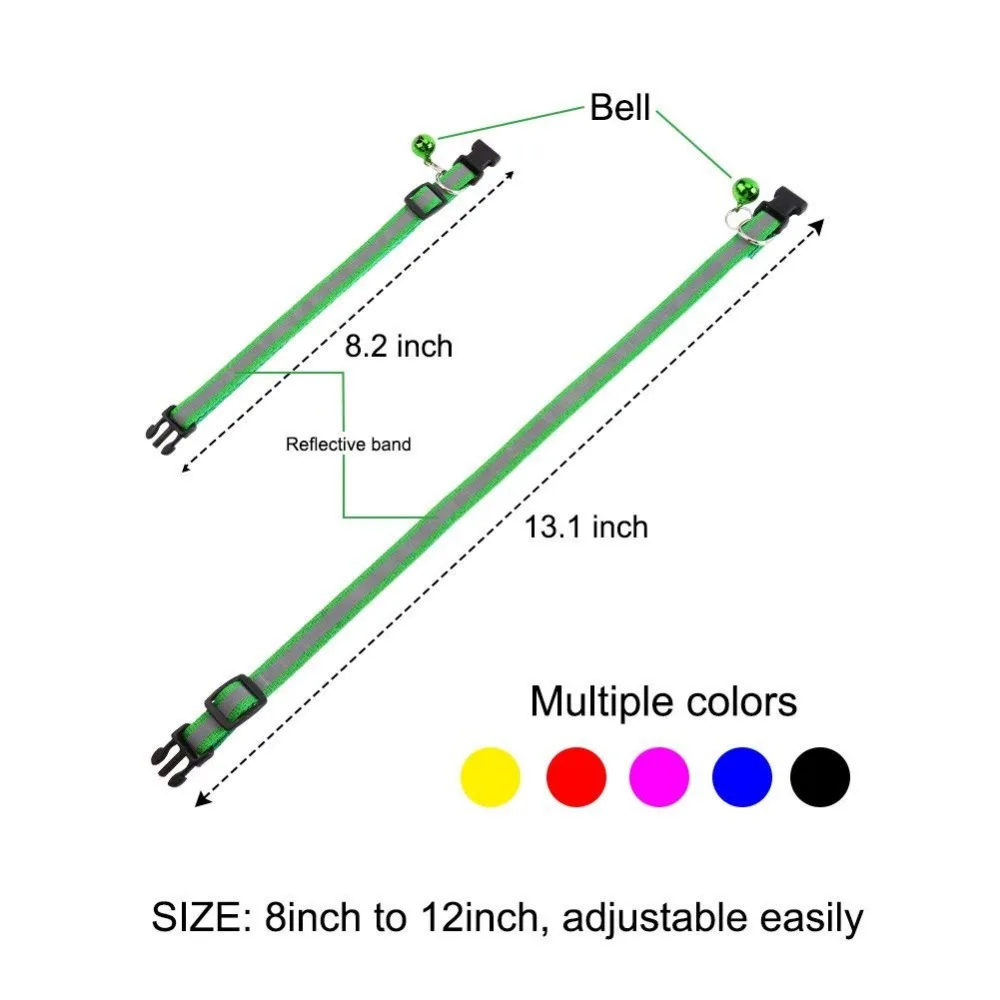Быстросъемный ошейник с колокольчиком, отражающий прочный и безопасный воротник из нейлона для животного, Отбивающий кошачий товар, аксессуары, дропшиппинг
