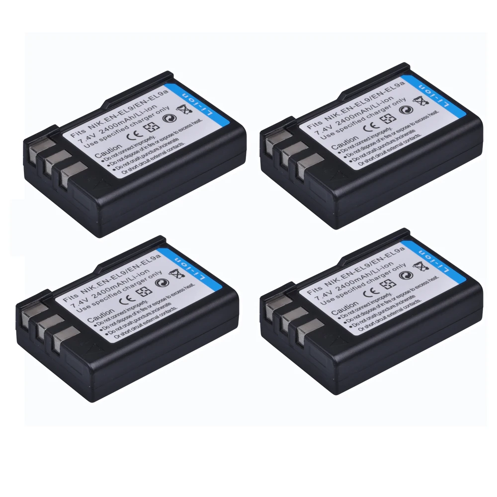 4 battery 2400 мА/ч, EN-EL9 EN-EL9a RU EL9 Батарея Akuu для Nikon EN-EL9a D40 D60 D40X D5000 D3000 Камера - Цвет: 4 battery