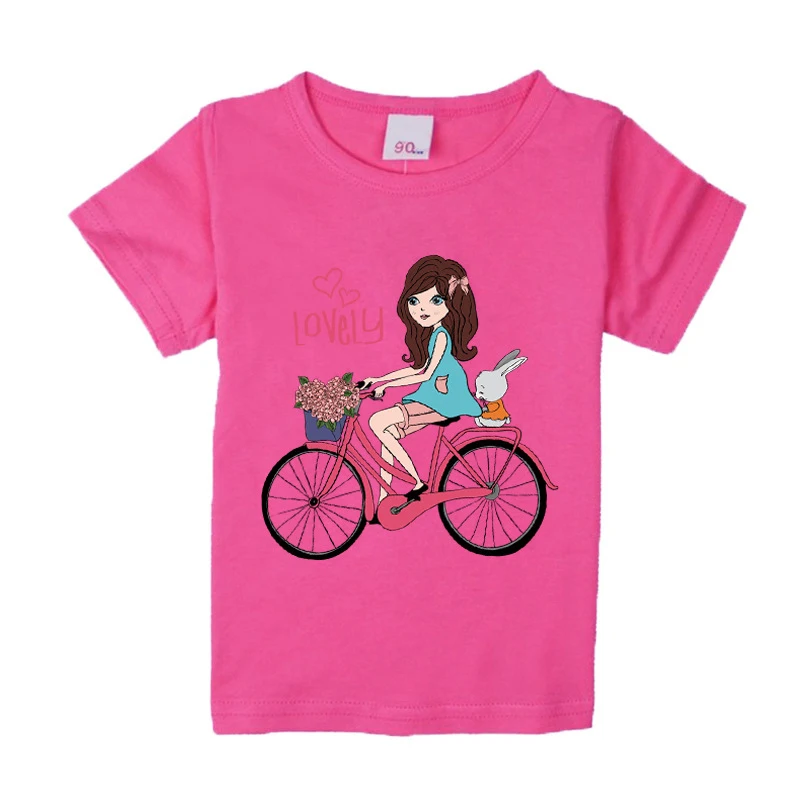girls rose NW021-003, новая летняя футболка для мальчиков и девочек детская футболка для девочек детская одежда из хлопка с короткими рукавами - Цвет: girls rose
