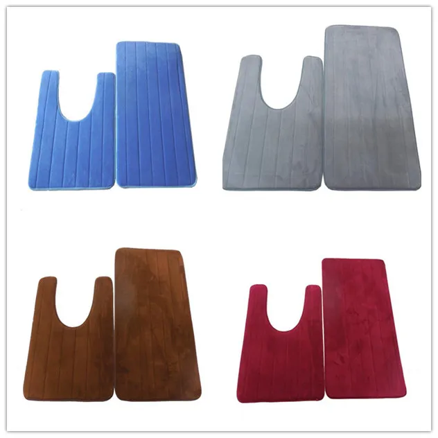 1Set Shower Pad Mat Rug Coral Velvet Soft Carpet Bathroom Toilet Bath Washable Bathroom Product 8 Colors