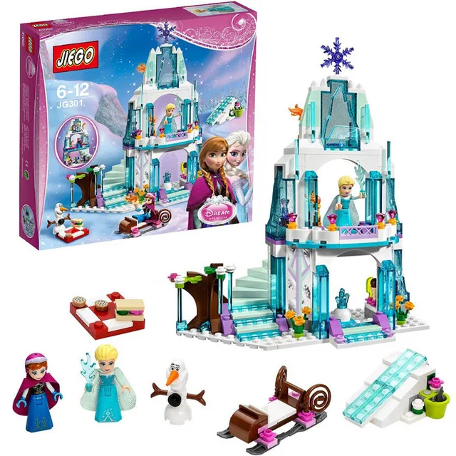316pcs Dream Princess Elsa s Ice Castle Princess Anna Olaf Set Model Building Blocks Gifts Toys