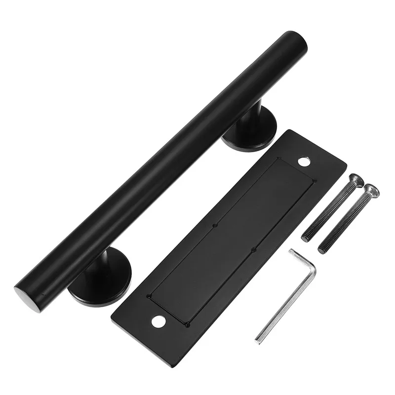 

12inch Black Sliding Barn Door Flush Pull Handle Wood door Bar Pull Stainless Steel Door Width 35-45mm Long Service Life Durable