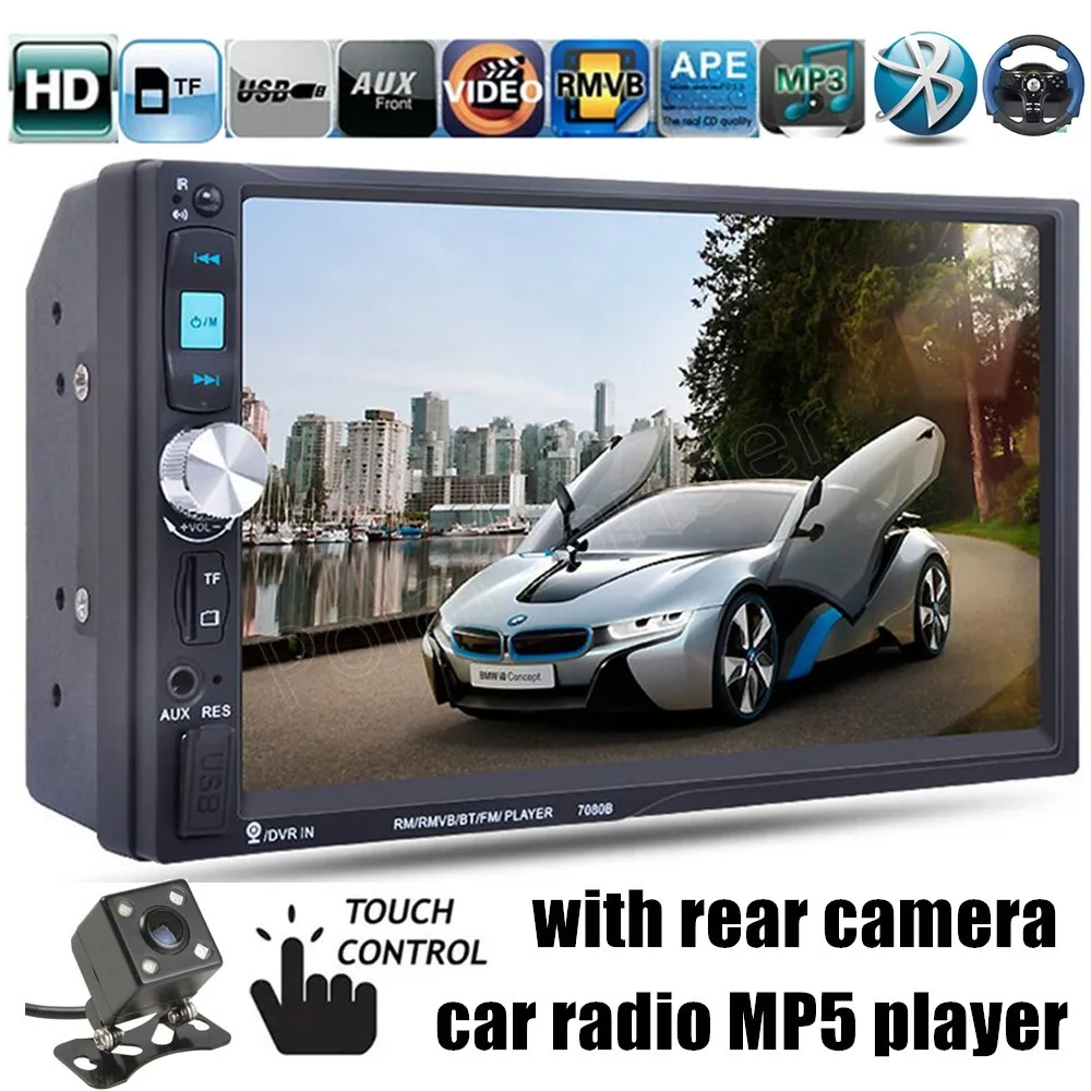 

hot Rear View Camera for option 2 din 7 Inch Touch Screen Car Radio Bluetooth USB TF FM MP4 MP5 Player DVR/AUXIN input