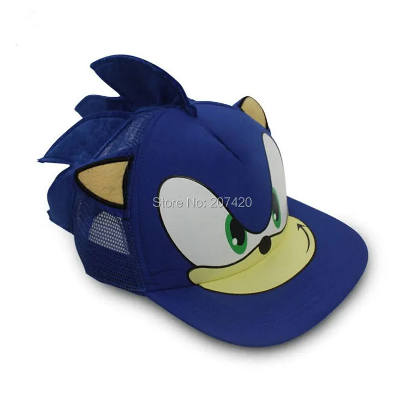 

One Size Blue Sonic Cosplay Plush Cap Hat Prop Adjustable Baseball Caps Cartoon Summer Hat Plush Toy