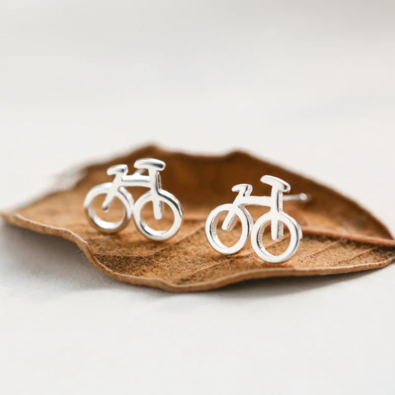 Bicycle childhood memory stud earring with metal ear backstud earrings