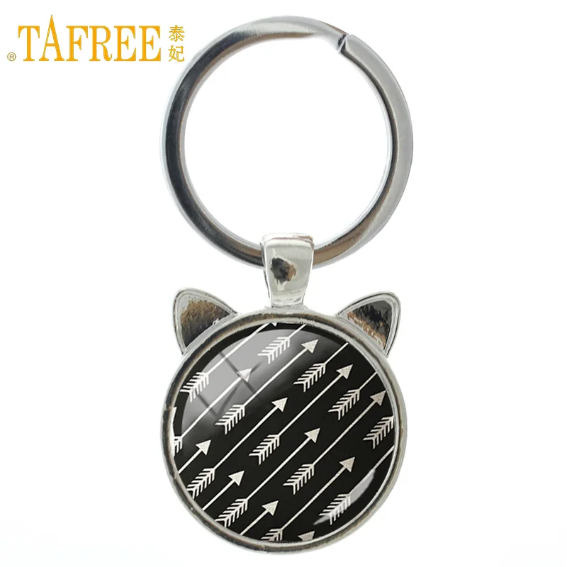 

TAFREE variety of geometric patterns keychain Bow Direction indicator panda key chain handmade charms ring holder jewelry A89