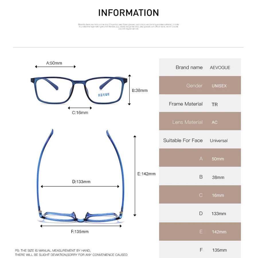 AEVOGUE очки мужские анти-синий светильник Блокировка уменьшает анти-ломаные ноги TR90 оправа прозрачные линзы унисекс очки UV400 AE0719