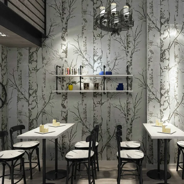White Forest Birch Tree Wallpaper Modern Vintage Retro Woods White Forest Birch Tree Wallpaper Modern Vintage Retro Woods Jungle Wall Paper Bar Restaurant Feature Background Decor