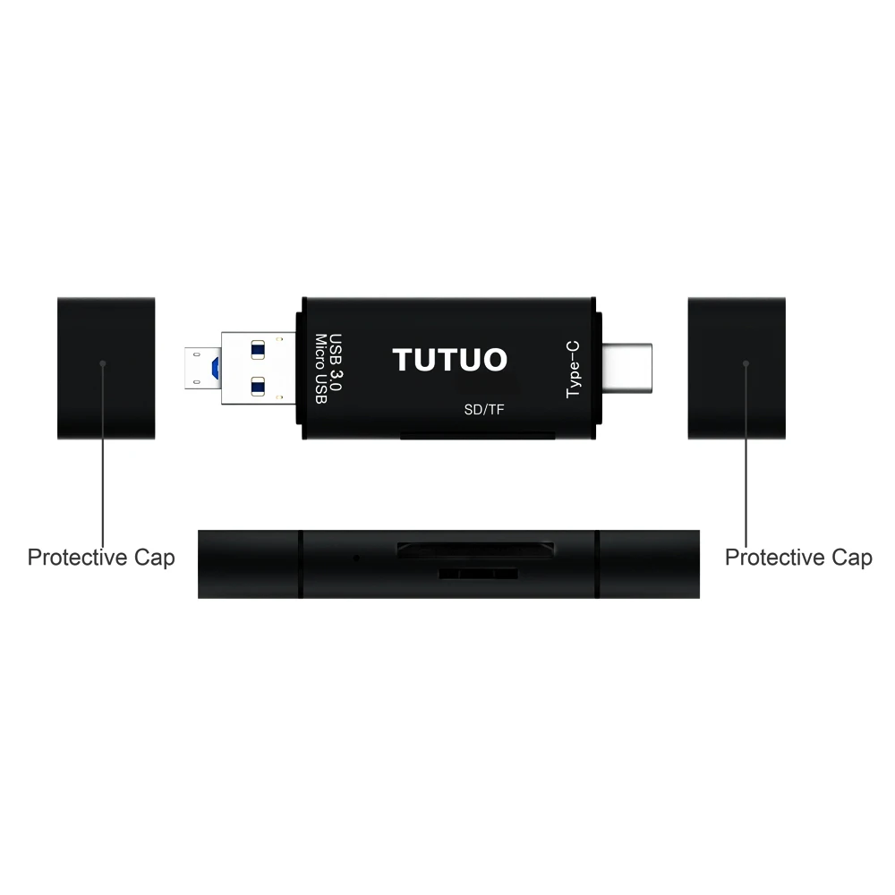 Tutuo V16 Тип-C USB 3.0 Micro USB адаптер конвертер OTG Алюминий сплав SD/TF card Reader для MacBook/Планшеты