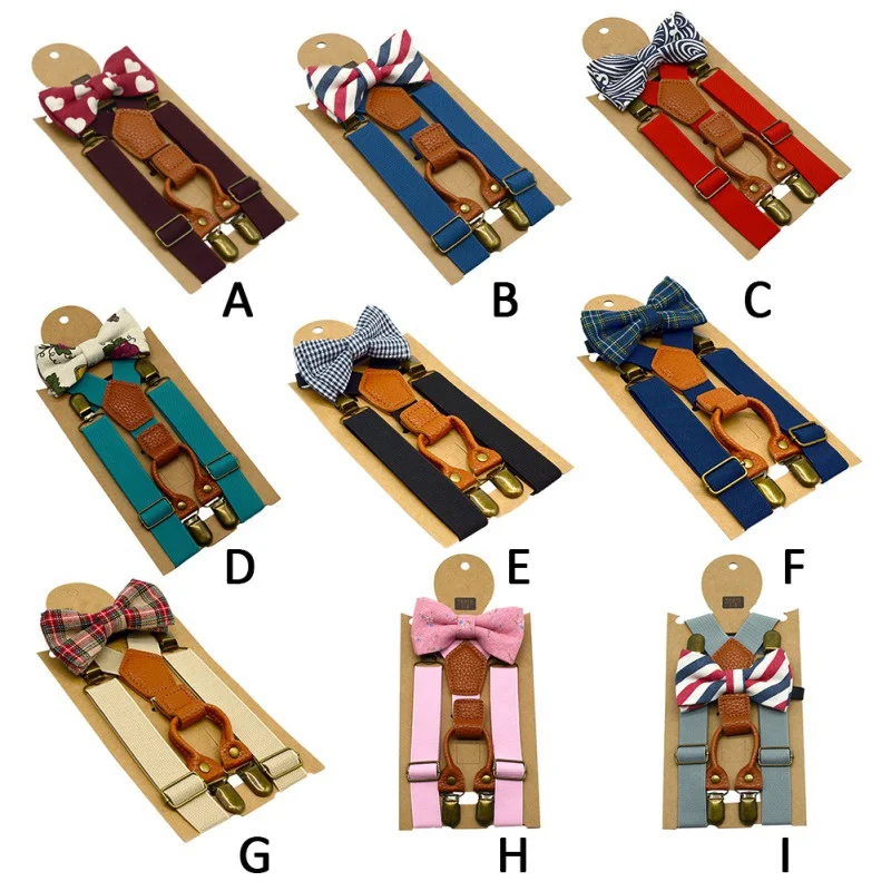 

1PCS Kids Elastic Suspenders & Bow Tie Matching Boy Clothing Suit Boy Bowtie Children Costume Adjustable Y-Back Brace Belt