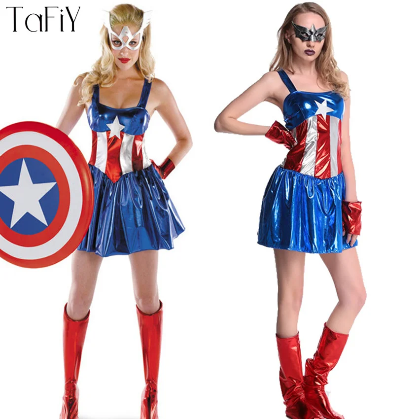 Tafiy Women Halloween Carnival Cosplay Costume Dress Sexy Captain 