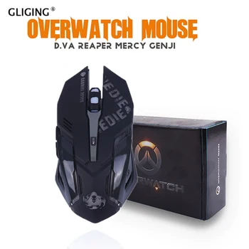 

OW D.va Mercy Reaper USB Wired Mouse 6 Button 2400 DPI Optica Breathing Gaming Mice for CF Overwatch Optica Laptop Computer Game