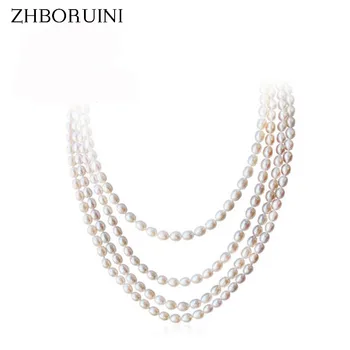 

ZHBORUINI 2019 Fashion Long Multilayer Pearl Necklace Natural Freshwater Pearl Choker Charm Necklace Jewelry For Women Gift