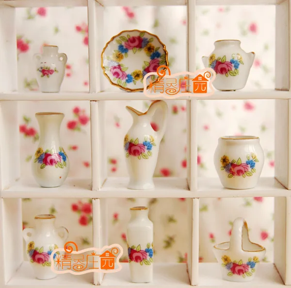Mini dollhouse Mini furniture accessories small pieces of Phnom Penh flower vase nine sets