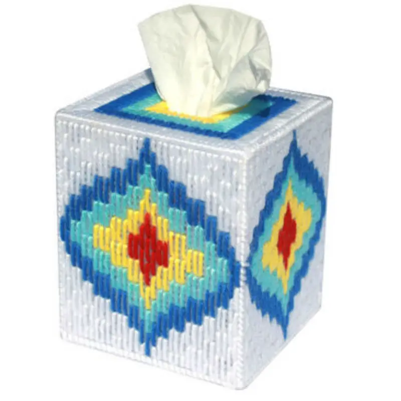 3D Cross-Stitch Rectangular tissue box DIY handwork Cross Stitch z1