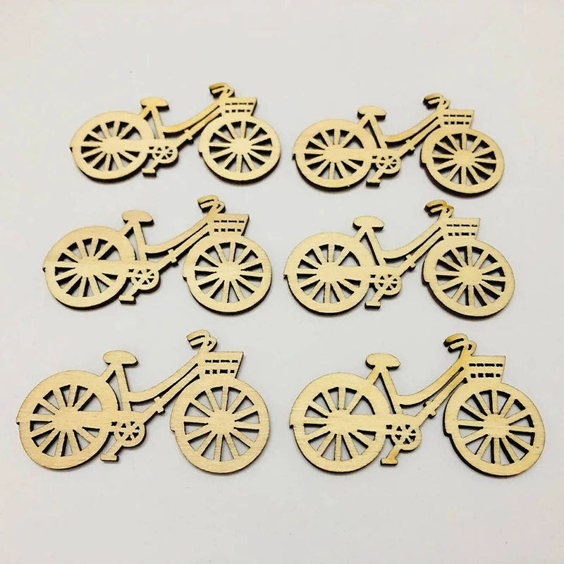 

10 Pcs/pack Wooden Bicycle Cutout Veneers Slices DIY Crafting Ornament For Wedding Engagement Festival Theme Party