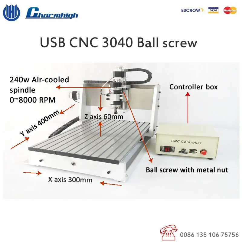 Лучшие продажи! Шариковый винт USB CNC3040 3 оси ЧПУ маршрутизатор 300 Вт шпиндель ЧПУ гравировальный станок сверлильный фрезерный станок