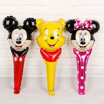 

20pcs Baby shower boy girl hand balloons Mickey Minnie Winnie Pooh Handheld foil Balloon Birthday Party Decorations Kids