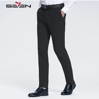 

Seven7 Brand Men Formal Pants Classic Solid Long Business Black Suit Pants Straight Male Dress Trousers Plus Size 115B70020
