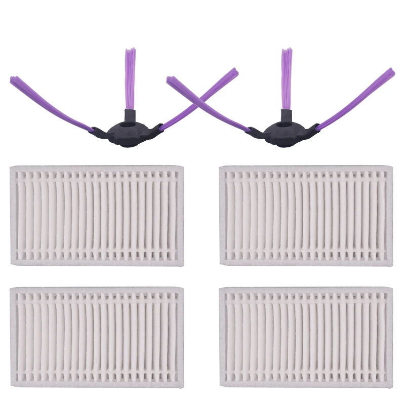 4 pieces of robot hepa filter and 2 pieces. Side brush for iselife PRO1 PRO1S PRO2S robotic vacuum cleaner spare parts