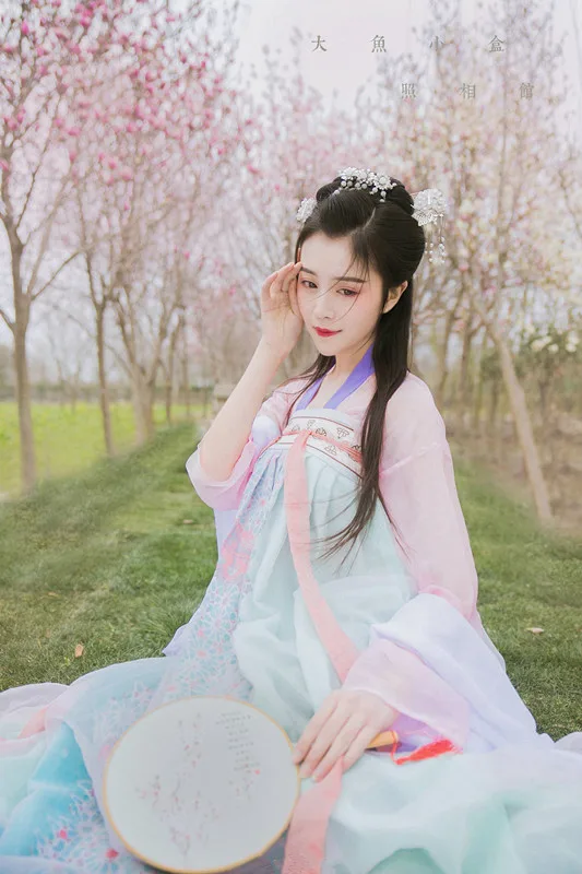 Китайский Hanfu костюм для восточных танцев, традиционная Женская одежда династии Тан, Мужская древняя народная одежда, женское сценическое платье DC1132