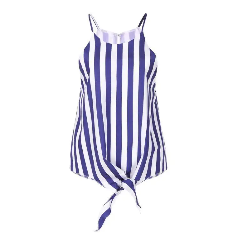 2018 Autumn New Women Casual Blouses Multicolor Bohemian Striped Loose Blouse Sleeveless Bow Lace-Up Sexy Shirt Blouses