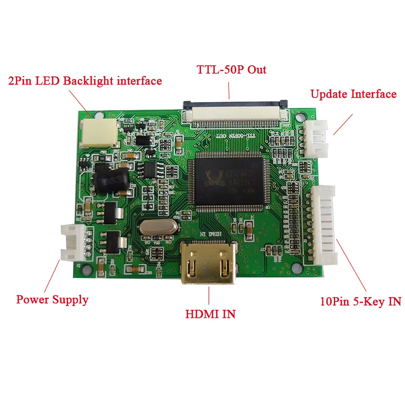 800x480 4,3 дюйма 7 8 9 дюймов HDMI 1080P к 50Pin ttl Выходной сигнал светодиодный ЖК универсальный контроллер плата+ 5 кнопок+ DC AT070TN92