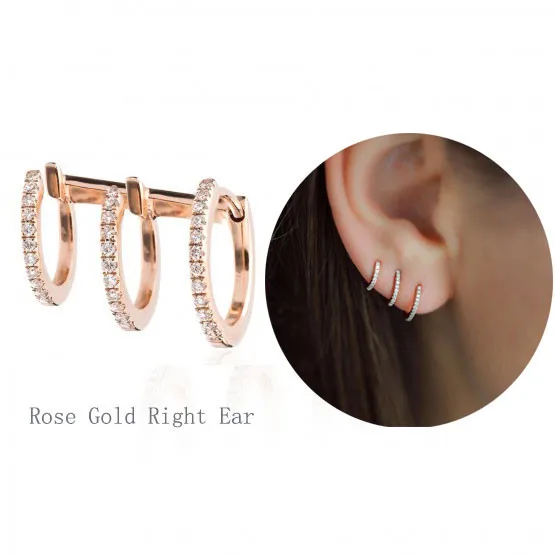 Slovecabin 925 Sterling Silver Single Mara Triple Right Gold Ear Cuff Hoop Earring Clip Circle Women Loop Earcuff Women Jewelry - Окраска металла: Rose Gold Right