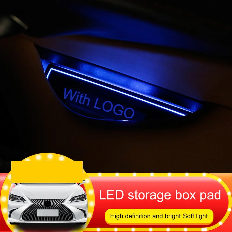 

QHCP 4Pcs/Set Car Door Storage Box Pad Mat LED Interior Lighting Decoration Fit For Lexus ES200 260 300H 2018 Auto Accessories