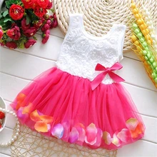 TANGUOANT Kinder Baby Mädchen Schöne Blume Kleid Prinzessin Sommer Ärmellose Mini Tutu Kleid Rosa Gelb Rot Baby Mädchen Kleid