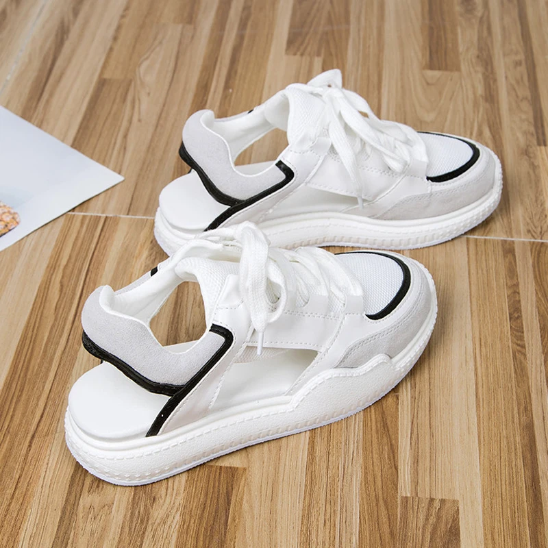 

Women Summer Sandals Thick Bottom Hollow Flat Casual Shoes Summer Sneakers Gladiator Sandals Platform Shoes Lady Lace Up Flats