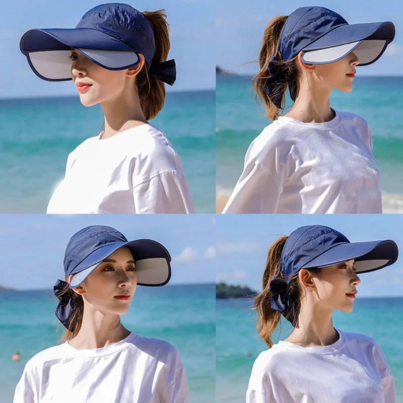 High Retractable Women Sun Visor Summer Sun Hat Unisex UV Hat Cap Beach ...