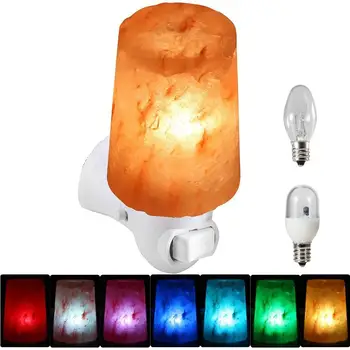 

SOLLED Mini Himalayan Salt Lamp Hand Carved Crystal Bedside Lamp Natural Crystal Salt Rock Night Light Color Changing Light