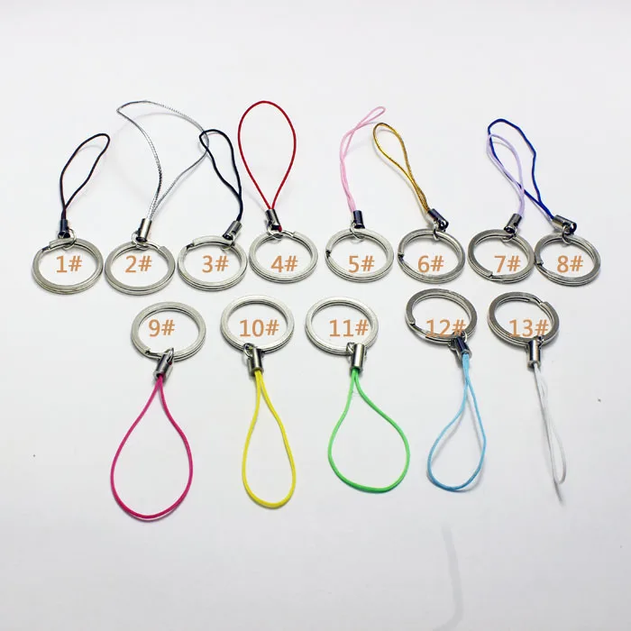 Fashion Colorful Mobile Phone/Cellphone Straps/Strings With 25mm Rhodium Tone Key Chain Double Loops Jump Rings diy Accessories Fashion Colorful Mobile Phone/Cellphone Straps/Strings With 25mm Rhodium Tone Key Chain Double Loops Jump Rings diy Accessories