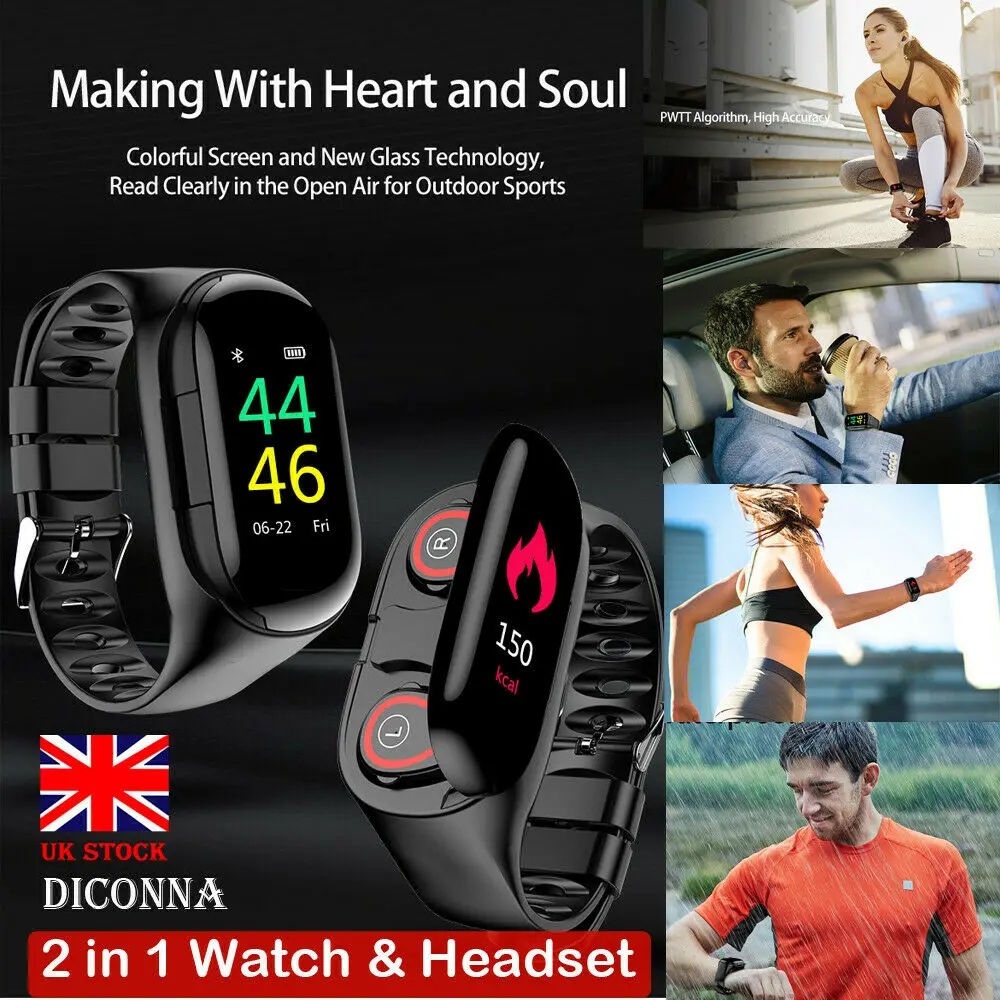 2 in1 Smart Watch Headphone TWS Wireless Mini Bluetooth Earphones Headset