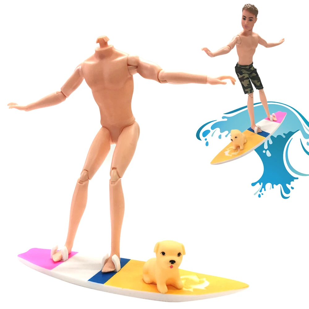 NK один набор кукла пластиковая доска для серфинга+ собака для парень Барби Кен Кукла Экстремальный Спорт игрушки лучший подарок кукла дом аксессуары DZ