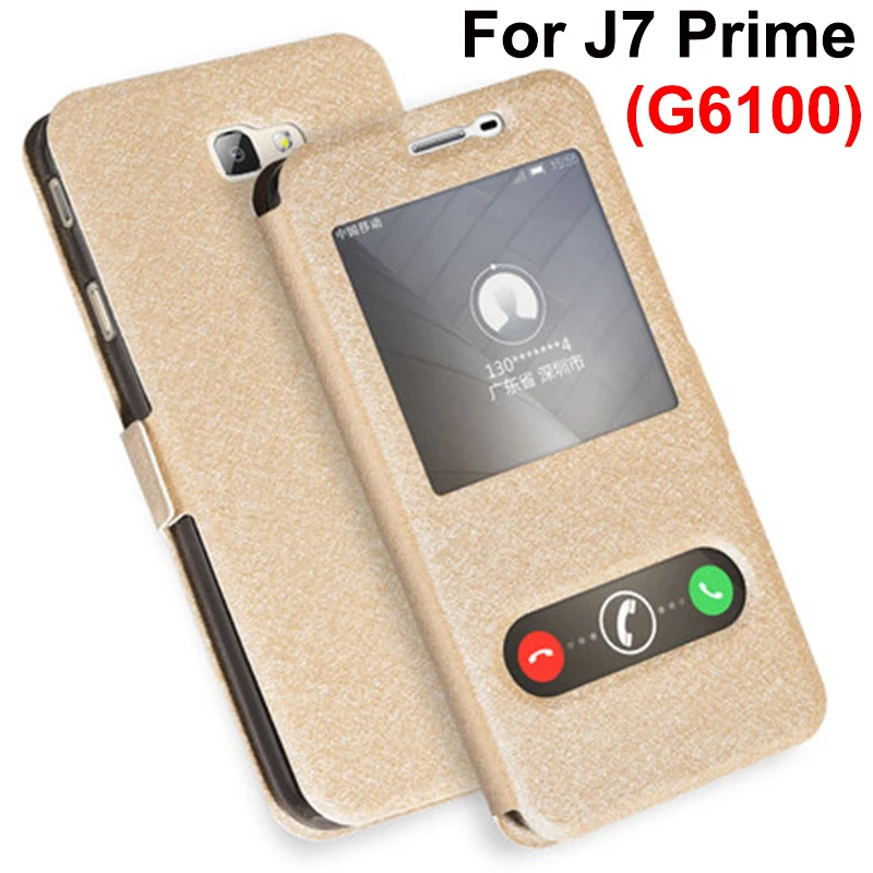 Open Window Cover For Samsung Galaxy J7 Prime Case Cover Pu Leather Cases For Samsung J7prime G6100 Case Flip Back Cover Shell Phone Case Covers Aliexpress