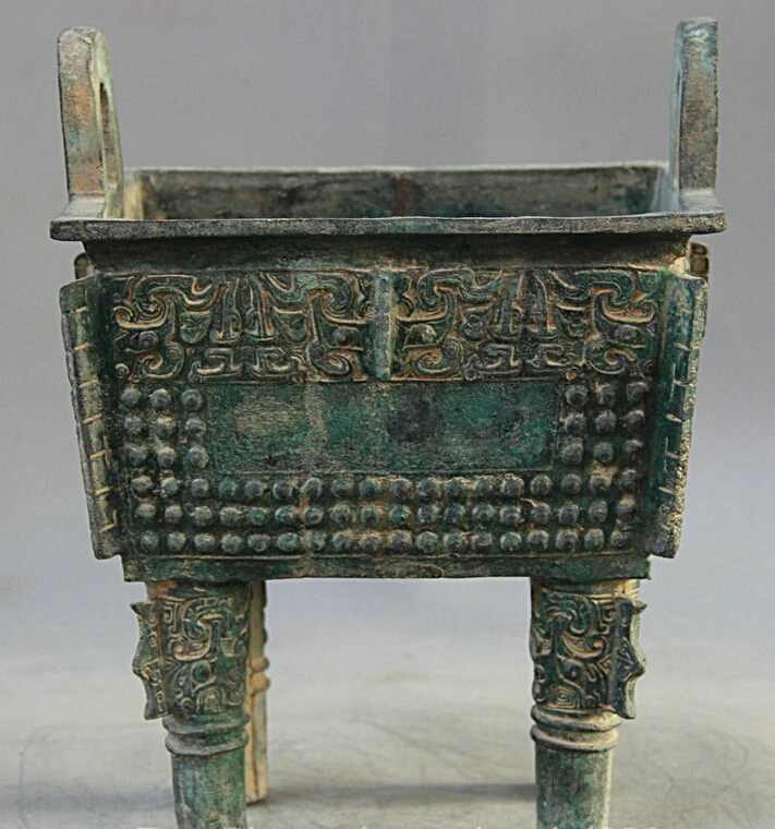 

150610 S1355 11" Old ancient Chinese dynasty Bronze Folk handle Incense Burner Censer Ding