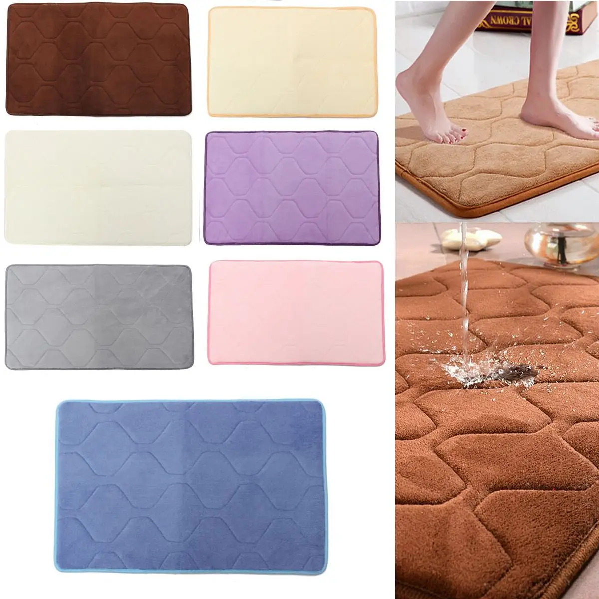 

30x20cm Small Home Practical Anti Slip Mat Rug Bathroom Non-Slipping Mats Memory Foam Rug Shower Carpet Pad For Bathroom Kitchen