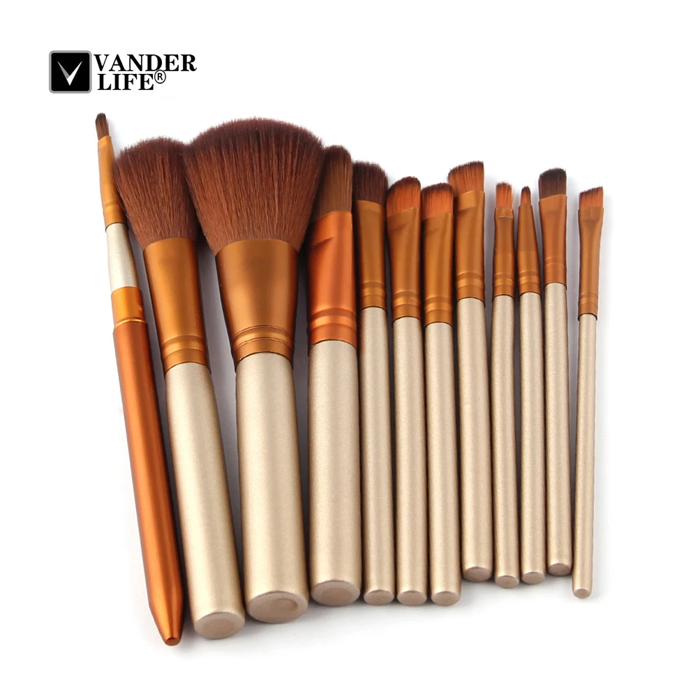 

12 Pcs/lot Make Up Brushes Set Foundation Face Eye Powder Blusher Professional Cosmetics Makeup Brush Tools Maquiagem Gold