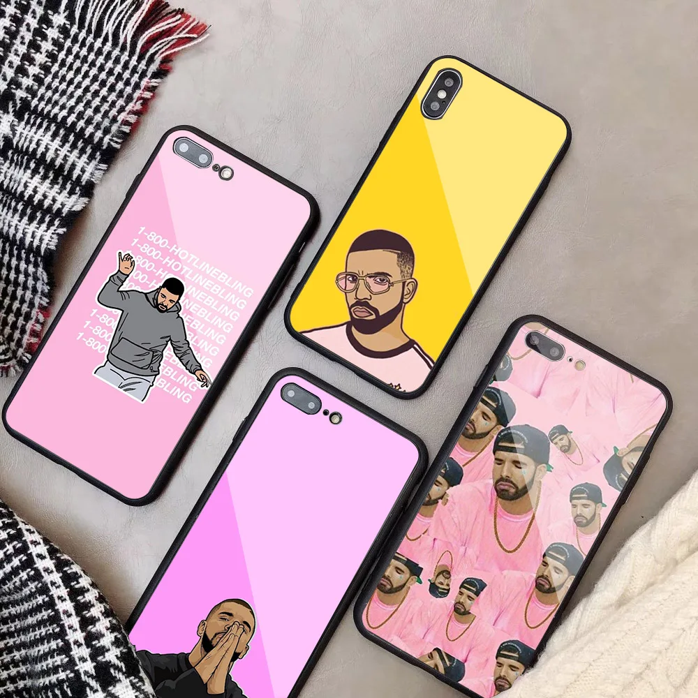 

Drake Rihanna Lil Peep Cartoon Animal Tempered Glass Phone Case For iPhone 6 6plus 7 plus 8 8plus 5 5S 5C SE X XS XR XS Max