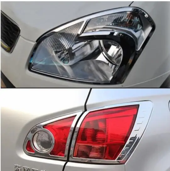 

Car Exterior chrome For Nissan Qashqai J10 2007-2009 front headlights rear head lights lamp cover taillights trims stickers