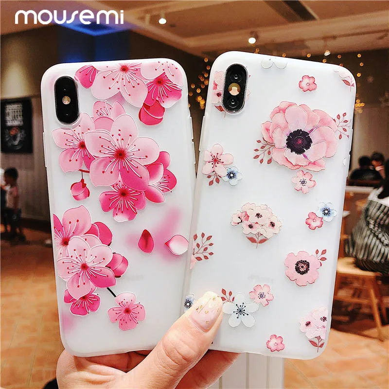 Чехол mousmi для iPhone 6 Силиконовые Цветы S 7 8 Plus X XS MAX XR цветочные силиконовые чехлы
