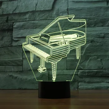 

Piano 3d Lamp 7 Colorful Touch Led Gift Decorative Desk Lamp Novelty Luminaria Led Wireless Wall Lamp 3d Light Fixtures