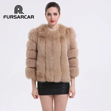 FURSARCAR 2017 NEW Fashion Women’s Real Fox Fur Coat Winter Thick Light Brown Full Sleeve Short Jacket Women Natural Fur Outwear
