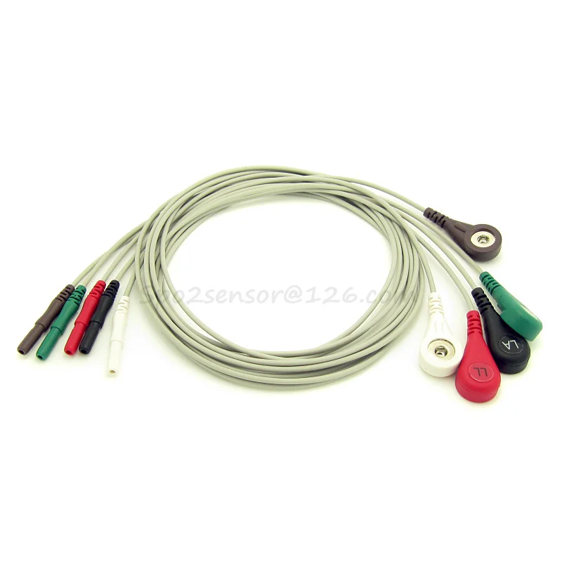 

5-lead Patient Cable for Holter Recorder, 5 Replacement ECG Lead Wires