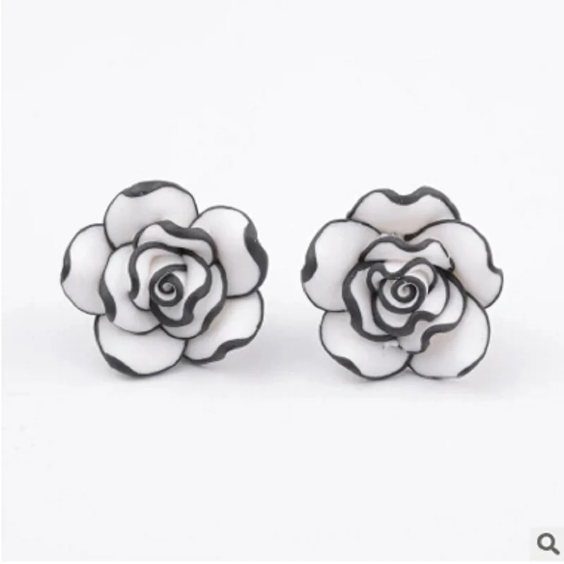 

2016 new black white resin rose earrings attract ladies Girls accessories and jewelry
