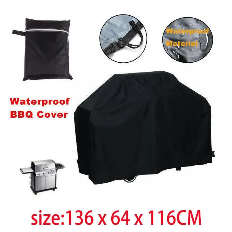 Portable Waterproof BBQ Grill Black Cover Garden Patio Rain Anti Dust Proof Barbecue Party Protecter Shield