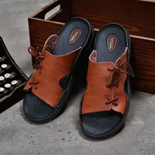 Летние мужские шлепанцы для душа противоскользящие мужские пляжные тапочки из искусственной кожи мужские повседневные туфли высококачественные тапочки на плоской подошве для взрослых